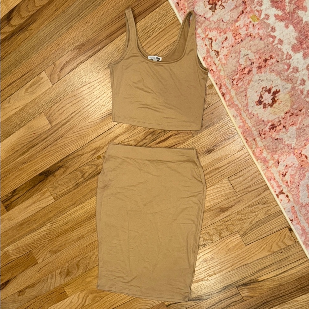 Fashion nova Tan Women's Skirt Set